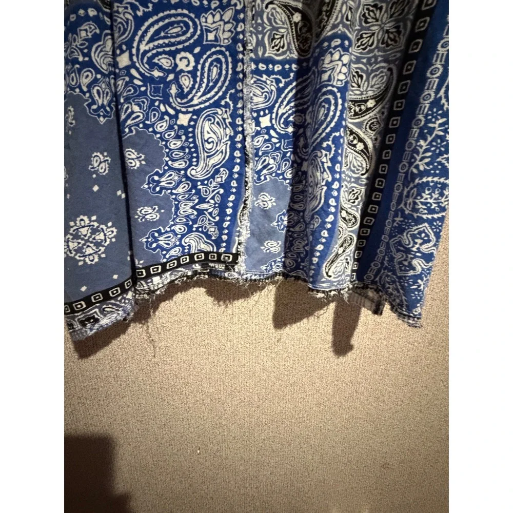 We The Free Free People Blue Bandana Paisley Print Oversized Cotton Top Medium